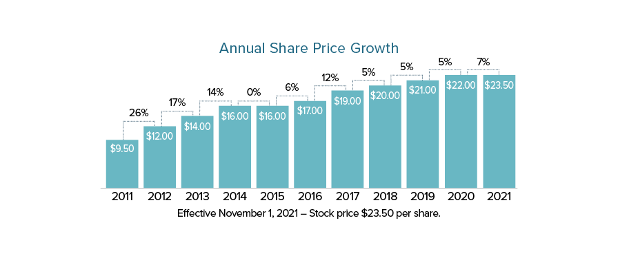 Chart of 2020 Share Price Growth